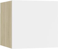 Noční stolky 2 ks bílé a dub sonoma 30,5x30x30 cm dřevotříska - Noční stolek