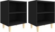 Noční stolky s dřevěnými nohami 2 ks černé 40 × 30 × 50 cm - Noční stolek