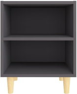 Noční stolek s masivními dřevěnými nohami šedý 40 x 30 x 50 cm - Noční stolek