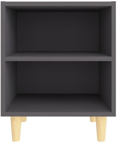 Nočný stolík s masívnymi drevenými nohami sivý 40 × 30 × 50 cm - Nočný stolík - Hlavný obrázok