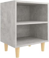 Nočný stolík masívne drevené nohy betónovo sivý 40 × 30 × 50 cm - Nočný stolík