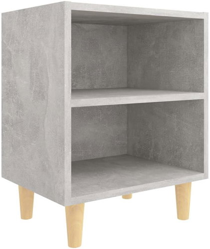 Noční stolek masivní dřevěné nohy betonově šedý 40 × 30 × 50 cm - Night Stand - Main image