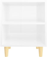 Noční stolek masivní dřevěné nohy lesklý bílý 40 x 30 x 50 cm - Noční stolek