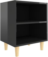 Noční stolek masivní dřevěné nohy lesklý černý 40 × 30 × 50 cm - Noční stolek