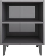 Noční stolek s kovovými nohami šedý s vysokým leskem 40x30x50cm - Noční stolek