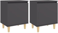 Noční stolky s dřevěnými nohami 2 ks šedé 40 × 30 × 50 cm - Noční stolek