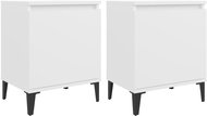 Noční stolky s kovovými nohami 2 ks bílé 40 × 30 × 50 cm - Night Stand