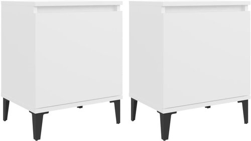 Noční stolky s kovovými nohami 2 ks bílé 40 × 30 × 50 cm - Night Stand - Main image