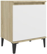 Noční stolek s kovovými nohami dub sonoma a bílý 40x30x50 cm - Noční stolek