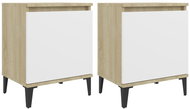 Noční stolky kovové nohy 2 ks dub sonoma a bílé 40x30x50 cm - Noční stolek