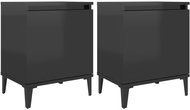 Noční stolky s kovovými nohami 2ks černé vysoký lesk 40x30x50cm - Noční stolek