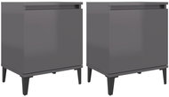 Noční stolky s kovovými nohami 2 ks šedé vysoký lesk 40x30x50cm - Noční stolek