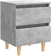 Noční stolek masivní dřevěné nohy betonově šedý 40 × 35 × 50 cm - Noční stolek