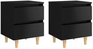 Noční stolky nohy z borovice 2 ks černé vysoký lesk 40x35x50 cm - Noční stolek