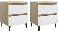 Noční stolky 2 ks bílé a dub sonoma 40 × 35 × 50 cm dřevotříska - Noční stolek