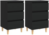 Noční stolky s dřevěnými nohami 2 ks černé 40 × 35 × 69 cm - Noční stolek