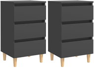 Noční stolky s dřevěnými nohami 2 ks šedé 40 × 35 × 69 cm - Noční stolek