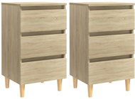 Noční stolky s dřevěnými nohami 2 ks dub sonoma 40 × 35 × 69 cm - Noční stolek