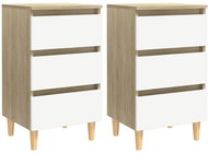 Noční stolky dřevěné nohy 2 ks bílé a dub sonoma 40x35x69 cm - Noční stolek