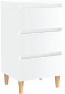 Noční stolek masivní dřevěné nohy lesklý bílý 40 × 35 × 69 cm - Noční stolek