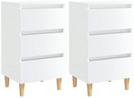 Noční skříňky s dřevěnými nohami 2 ks bílé lesklé 40x35x69 cm - Noční stolek