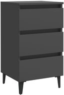 Noční stolek s kovovými nohami šedý 40 × 35 × 69 cm - Noční stolek