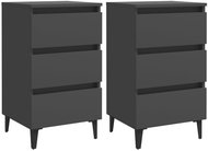 Noční stolek s kovovými nohami 2 ks šedý 40 × 35 × 69 cm - Noční stolek