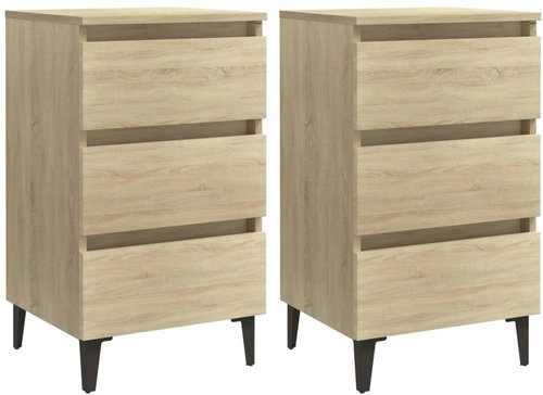 Noční stolek s kovovými nohami 2 ks dub sonoma 40 × 35 × 69 cm - Night Stand - Main image