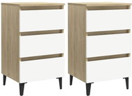 Noční stolky s kovovými nohami 2 ks bílé dub sonoma 40x35x69 cm - Noční stolek