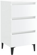 Noční stolek s kovovými nohami vysoký lesk bílý 40 × 35 × 69 cm - Noční stolek