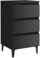 Noční stolek s kovovými nohami černý vysoký lesk 40x35x69 cm - Noční stolek