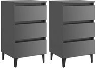 Noční stolek s kovovými nohami 2 ks lesklý šedý 40 × 35 × 69 cm - Noční stolek