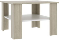 Konferenční stolek bílý a dub sonoma 60x60x42 cm dřevotříska - Konferenční stolek