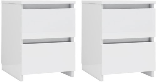 Bedside tables 2 pcs white with high gloss 30x30x40 cm chipboard - Night Stand - Main image