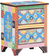 Ručně malovaný noční stolek 40 × 30 × 50 cm masivní mangovník - Noční stolek