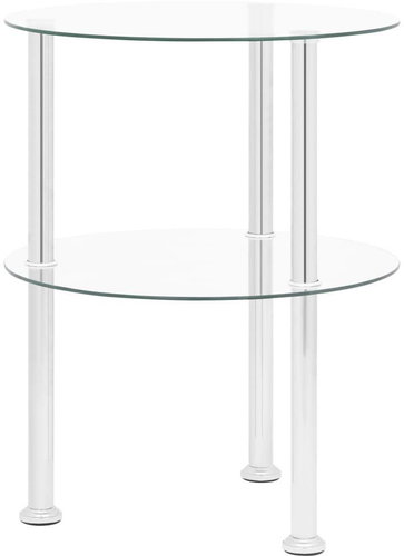 2patrový odkládací stolek průhledný 38 cm tvrzené sklo - Side Table - Main image