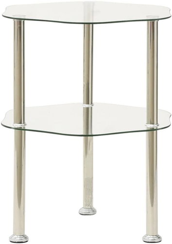 2patrový odkládací stůl průhledný 38 × 38 × 50 cm tvrzené sklo - Side Table - Main image