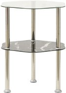Odkladací stolík 2-poschodový stolík priehľadný a čierny 38 × 38 × 50 cm tvrdené sklo - Odkládací stolek