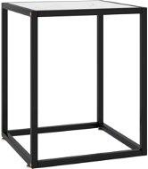 Čajový stolek černý s bílým mramorovým sklem 40 × 40 × 50 cm - Odkládací stolek