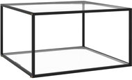 Čajový stolek černý s tvrzeným sklem 90 × 90 × 50 cm - Odkládací stolek