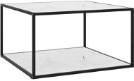 Čajový stolík čierny s bielym mramorovým sklom 90 × 90 × 50 cm - Odkladací stolík