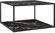 Čajový stolek černý s černým mramorovým sklem 90 × 90 × 50 cm - Odkládací stolek