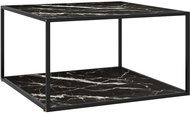 Čajový stolek černý s černým mramorovým sklem 90 × 90 × 50 cm - Odkládací stolek