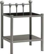 Nočný stolík sivý a čierny 45 × 34,5 × 60,5 cm kov a sklo - Nočný stolík