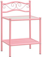 Noční stolek růžový a průhledný 43 × 33 × 65 cm kov a sklo - Noční stolek