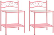 Noční stolky 2 ks růžové a průhledné kov a sklo - Noční stolek