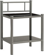 Noční stolek šedý a černý 45 × 34,5 × 60,5 cm kov a sklo - Noční stolek