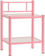 Noční stolek růžový a průhledný 45 × 34,5 × 60,5 cm kov a sklo - Noční stolek