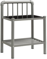 Noční stolek šedý a černý 45 × 34,5 × 62,5 cm kov a sklo - Noční stolek