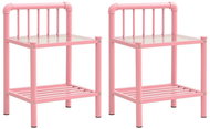 Noční stolky 2 ks růžové a průhledné kov a sklo - Noční stolek